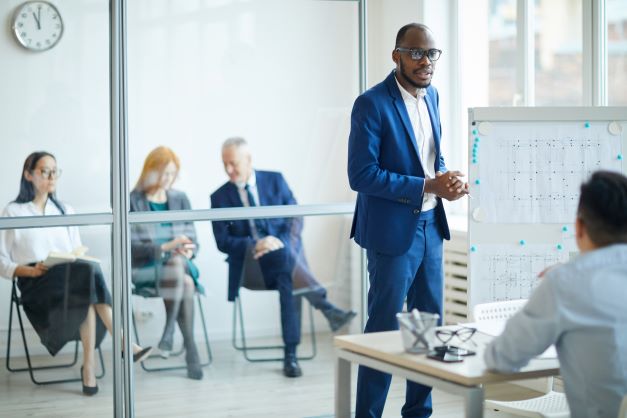 Man doing a sales pitch presentation